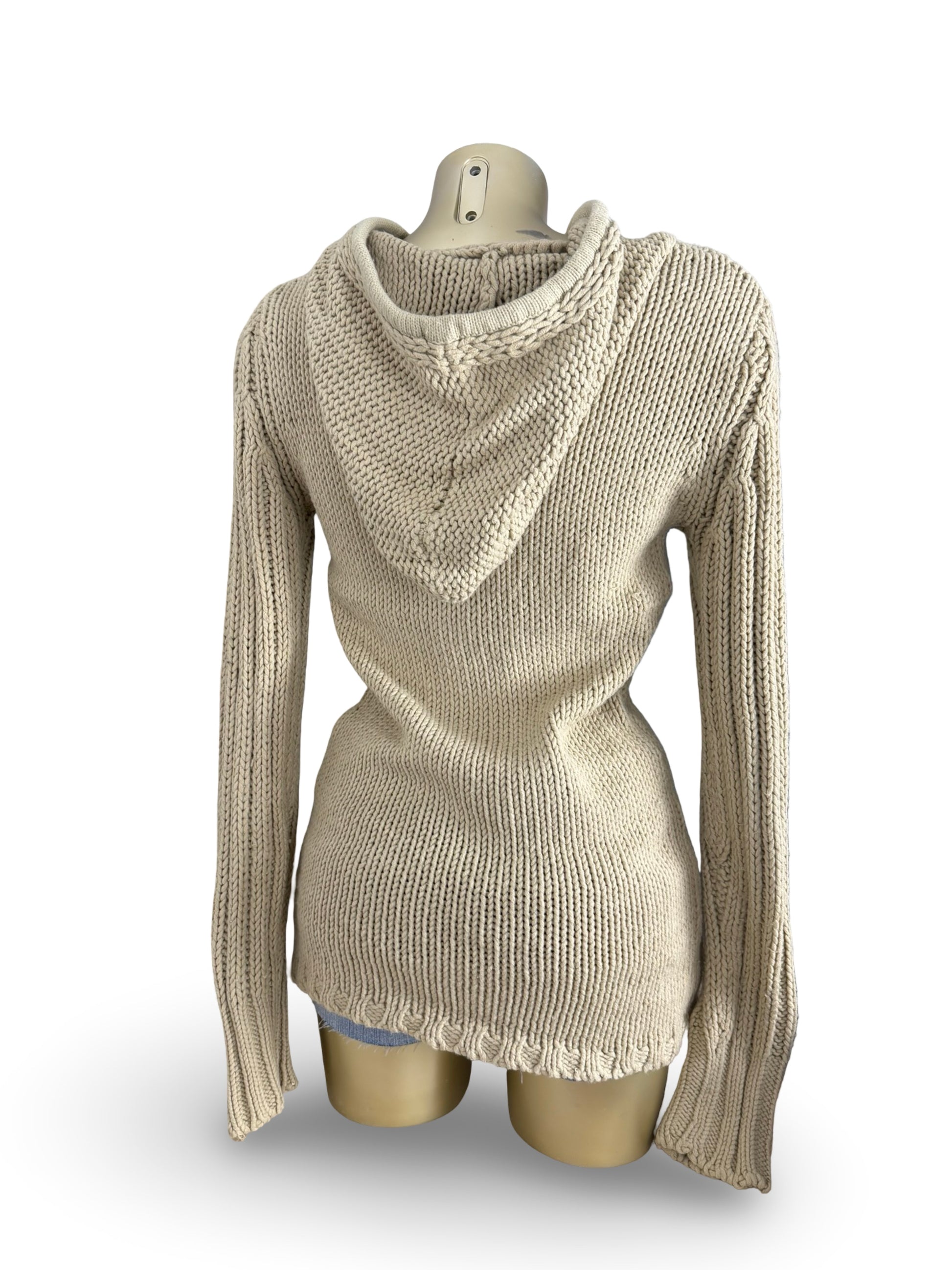 Beige hooded cardigan jumper (S)