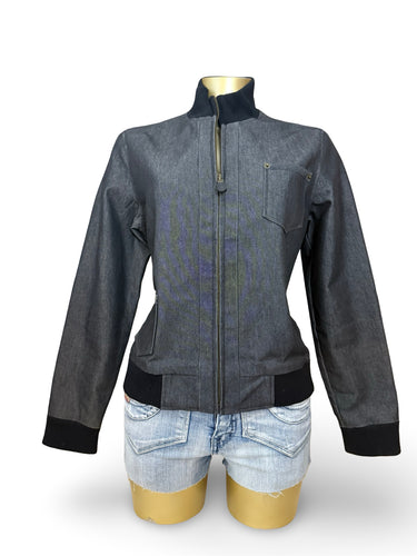 Grey denim cotton zip up jacket (L)