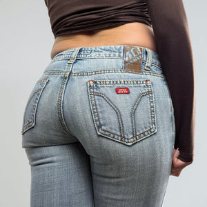 Blue denim low rise capri pants (S)