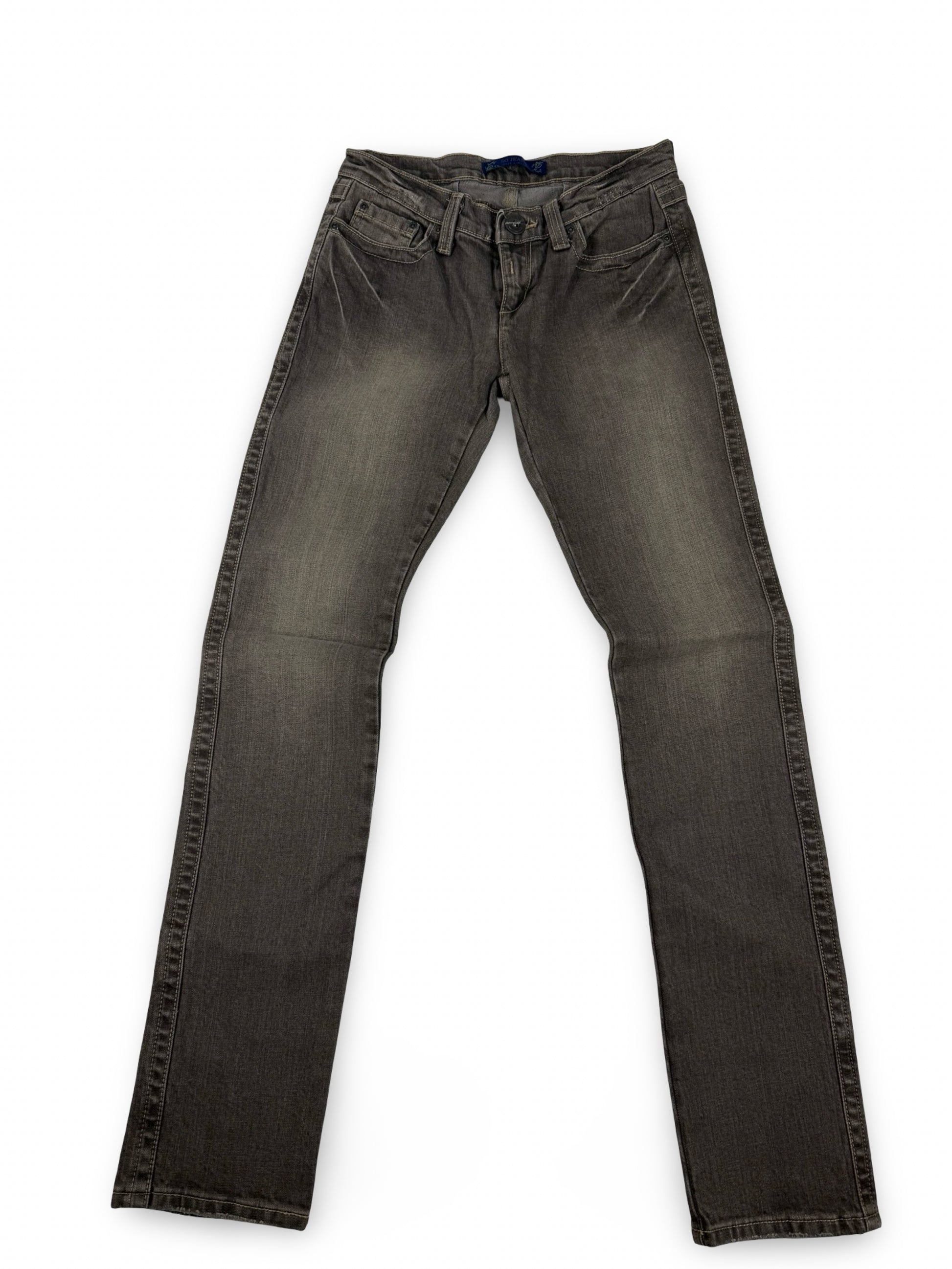 Khaki denim low rise straight legs pants (S)