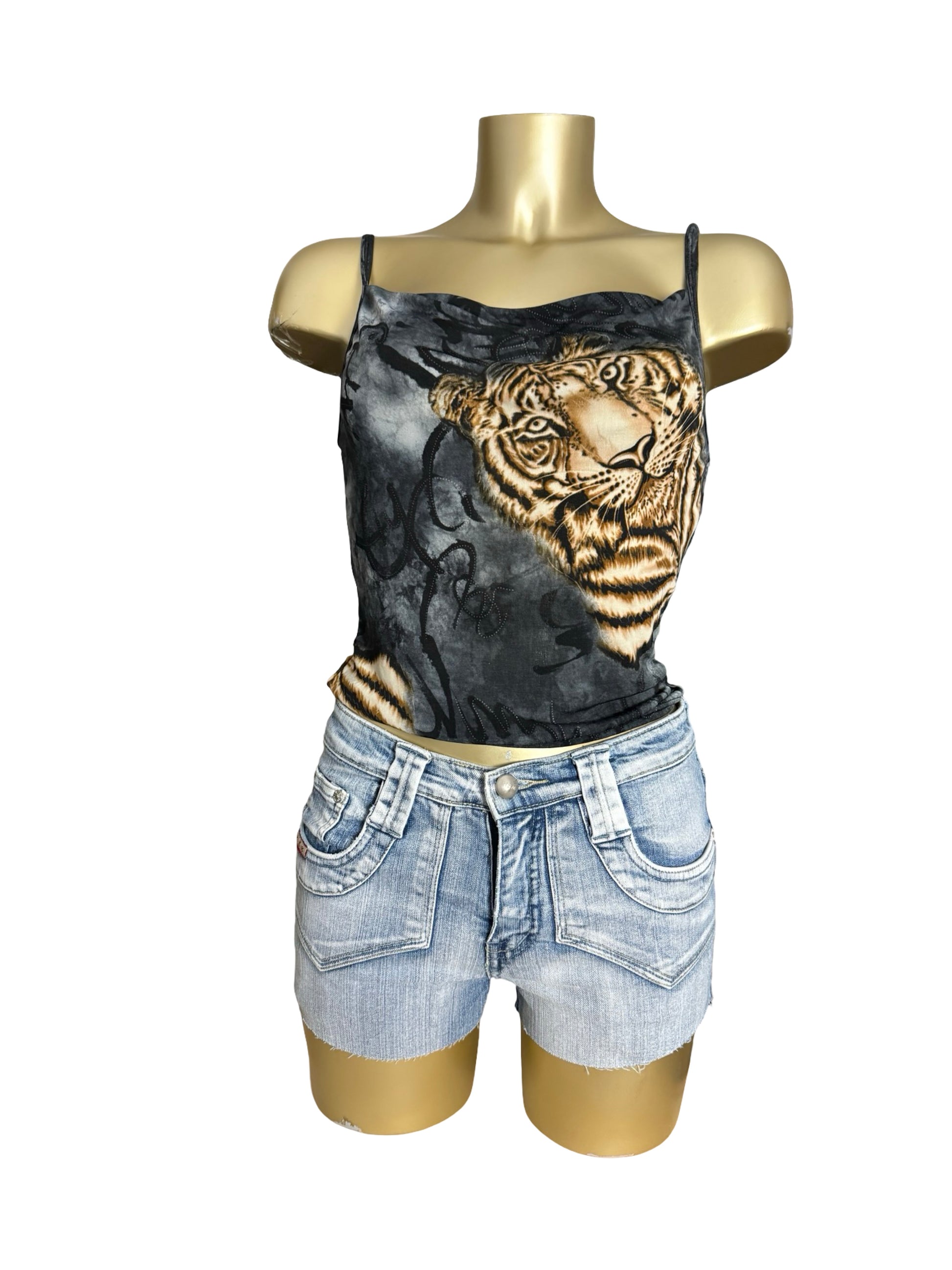 Grey tiger print cami top (L)