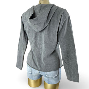 Grey 100% cotton buttons up hooded jacket (S/M)