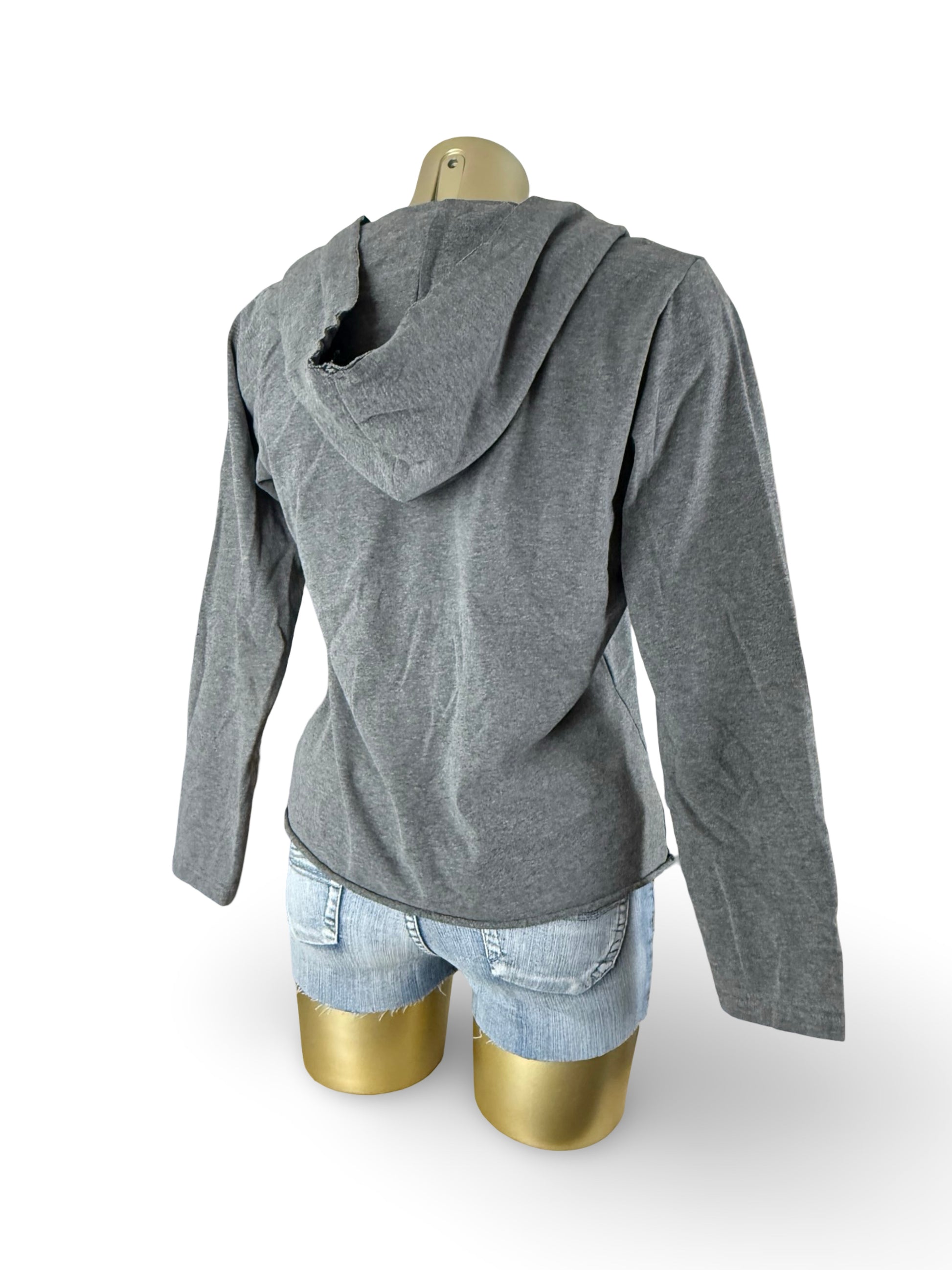 Grey 100% cotton buttons up hooded jacket (S/M)