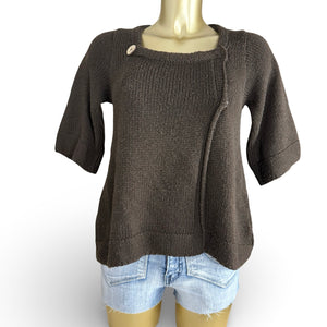 Khaki square neck cardigan jumper (S)