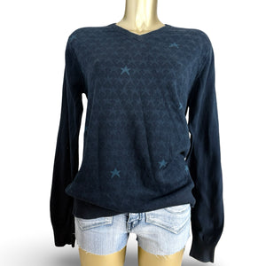 Navy stars print V neck jumper (XL)