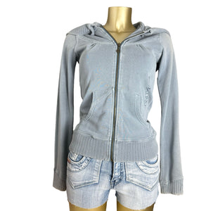 Blue cotton tight fit hoodie (S)