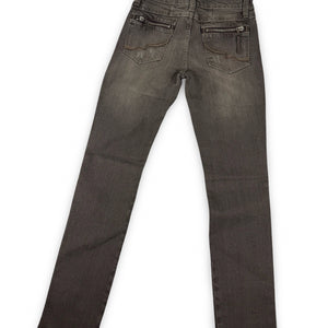 Khaki denim low rise straight legs pants (S)