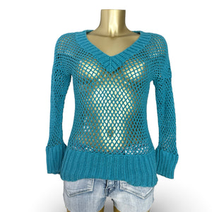 Blue fishnet jumper (S/M)