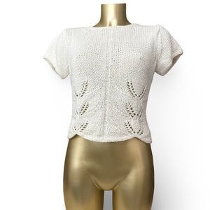 Cream crochet knitted tee (S/M)