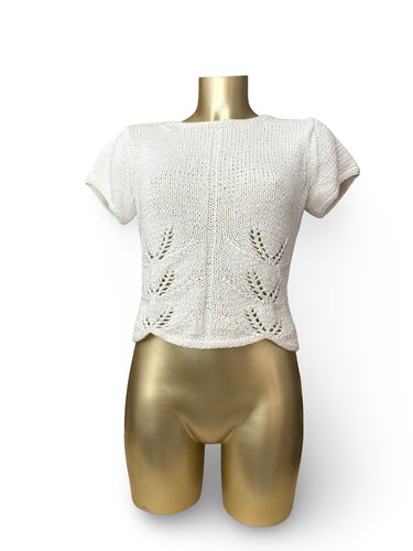 Cream crochet knitted tee (S/M)