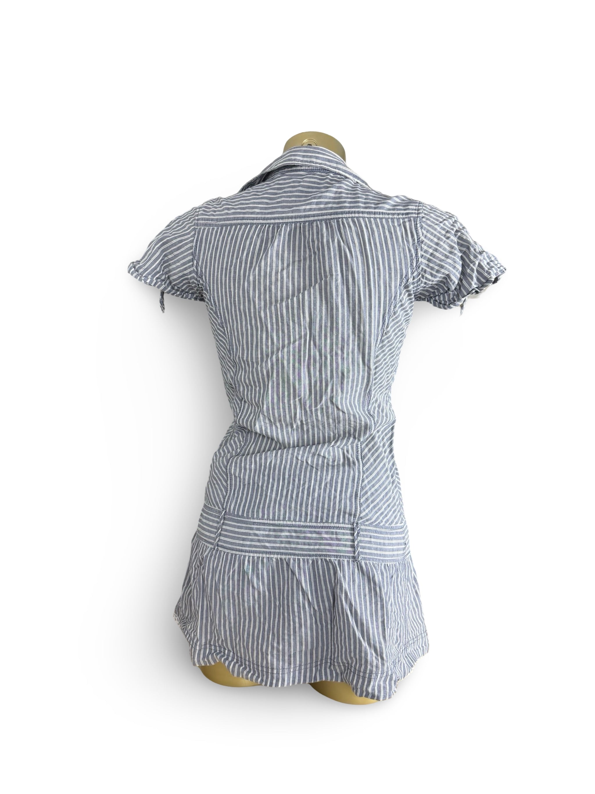 Grey striped cotton mini dress (S)
