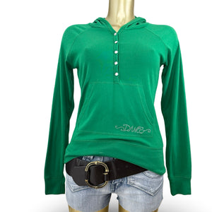 Green logo cotton hoodie (S)