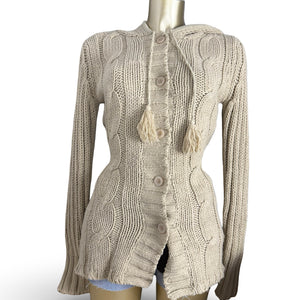 Beige hooded cardigan jumper (S)