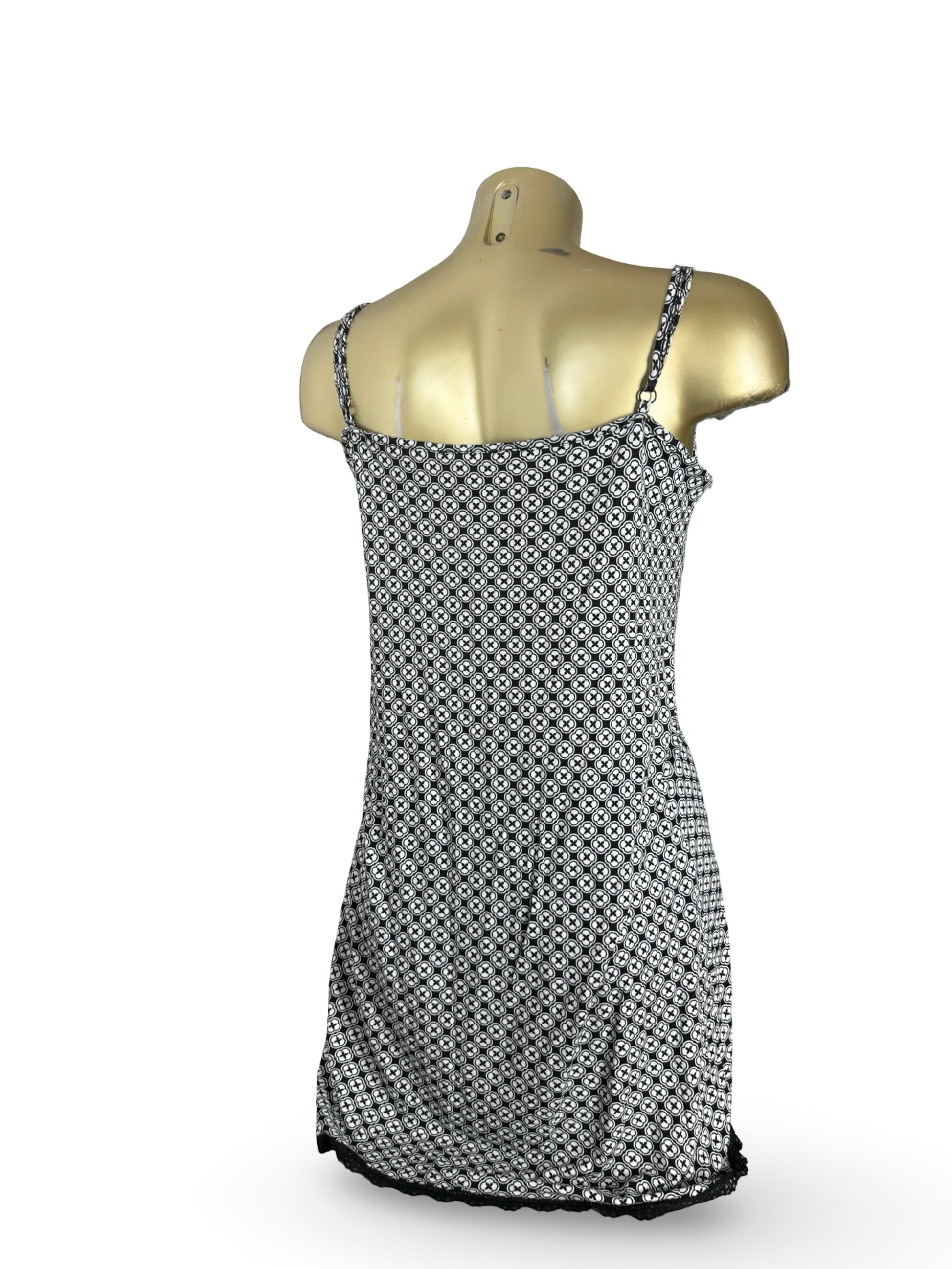 Grey graphic lycra babydoll mini dress (XL)