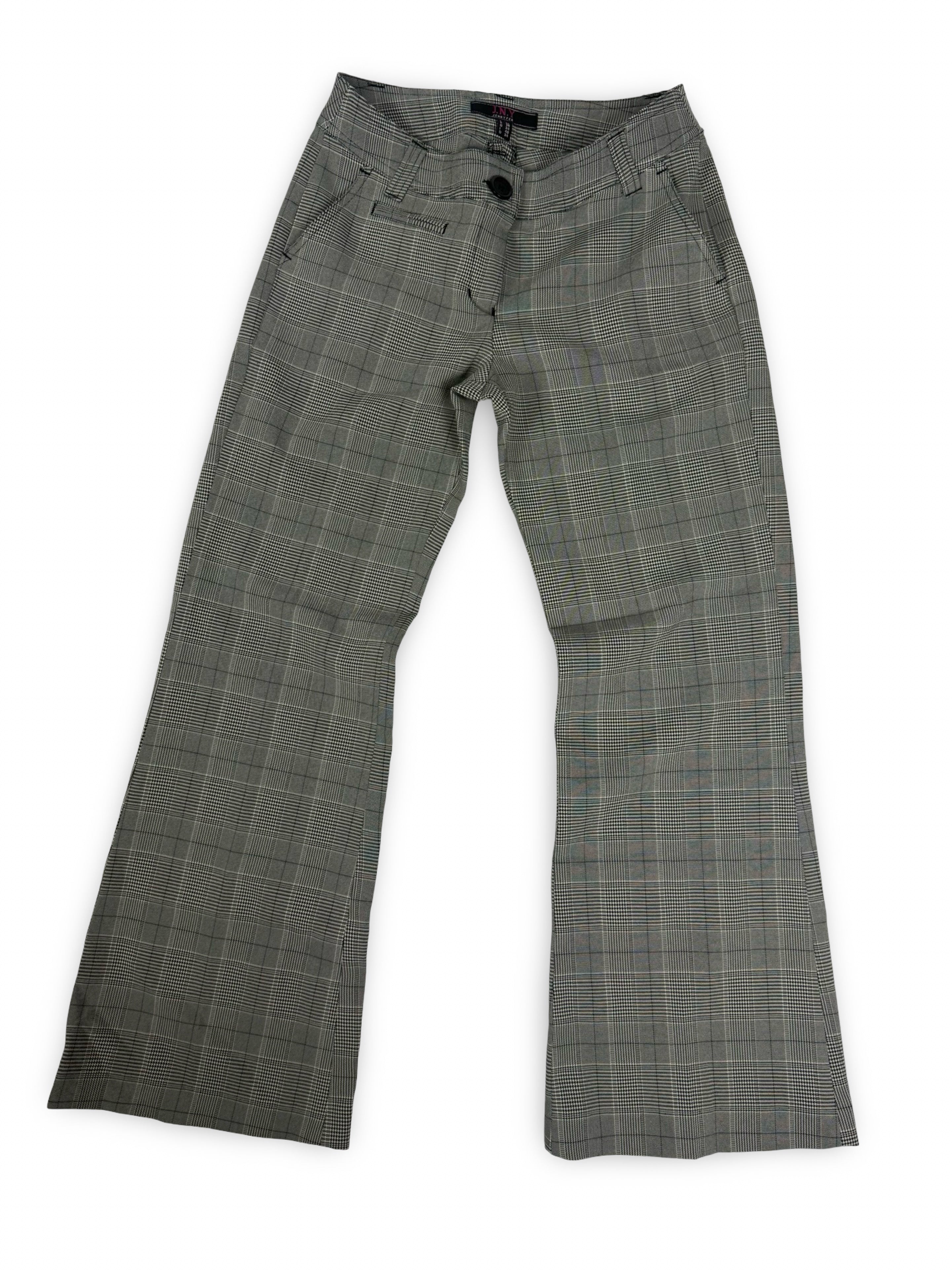 Grey check print low waist office flare pants (XS/S)