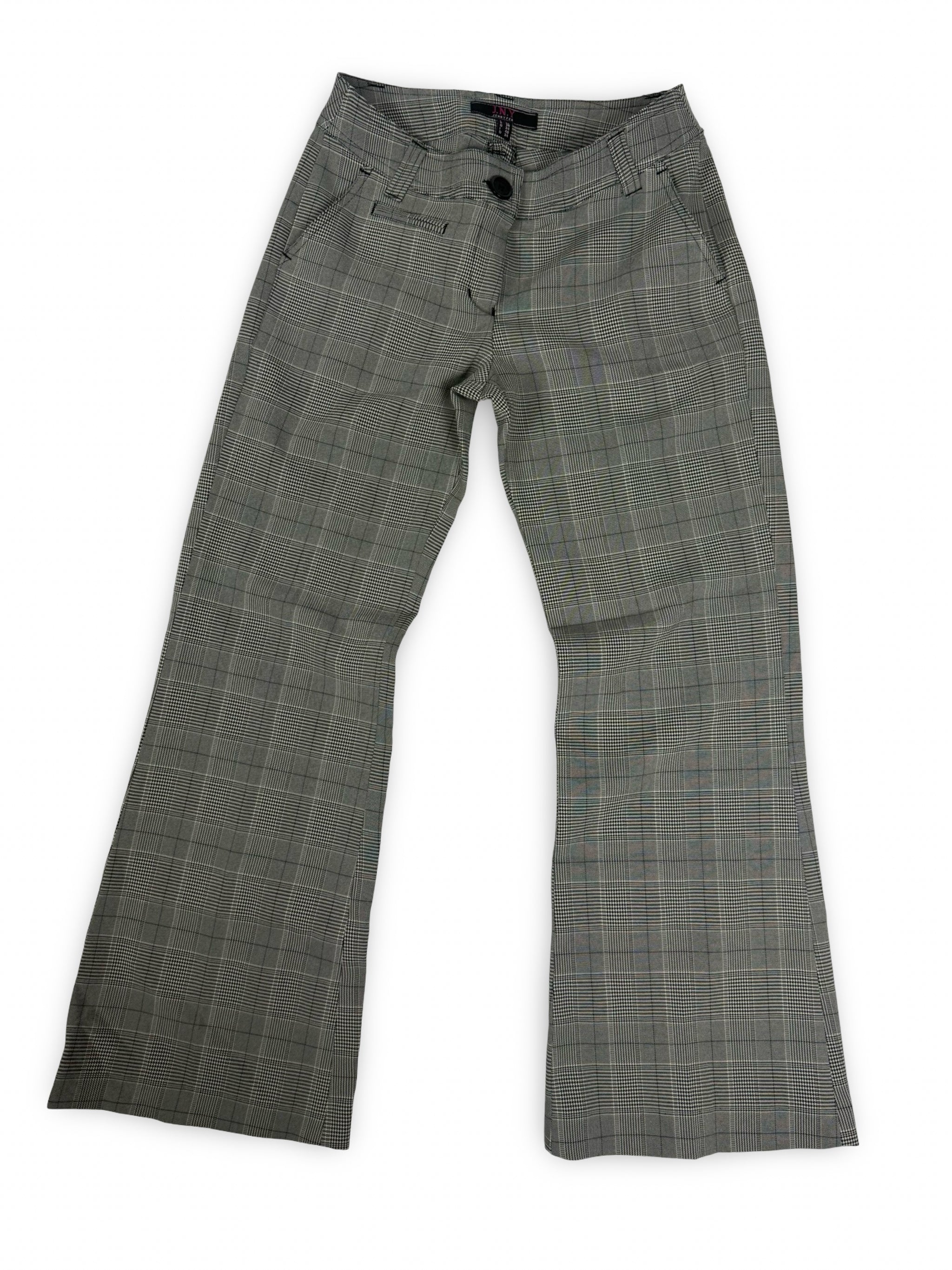 Grey check print low waist office flare pants (XS/S)