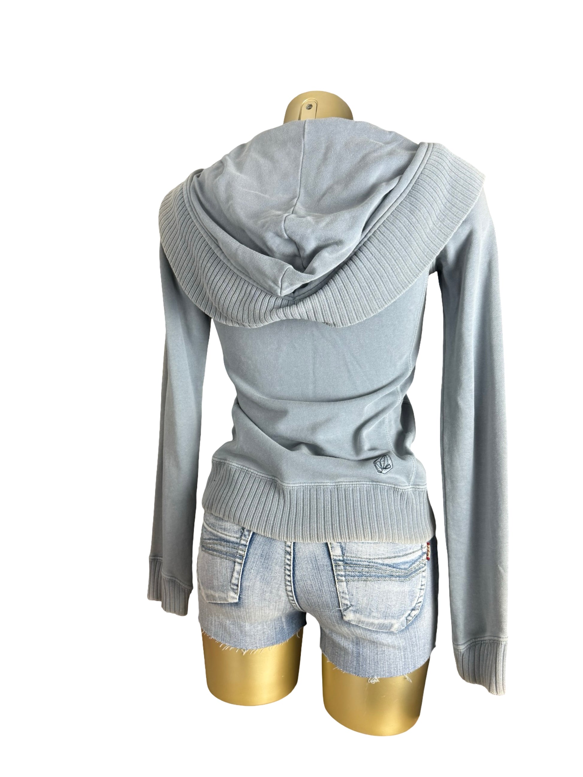 Blue cotton tight fit hoodie (S)