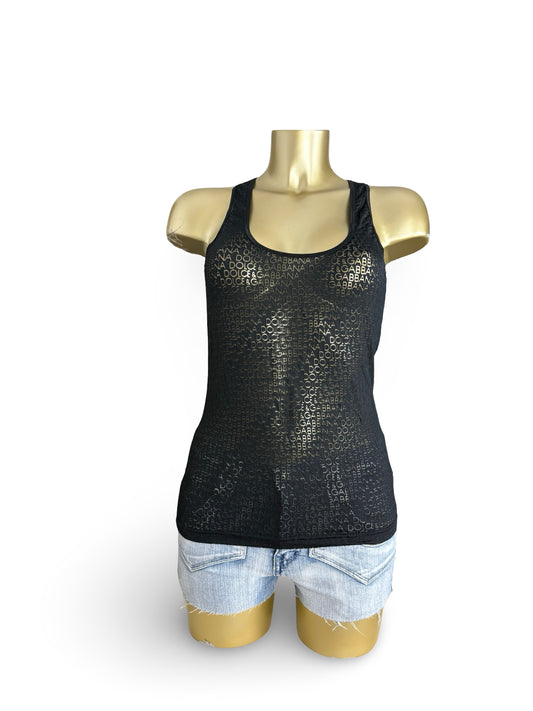 Black see trough logo tank top (XL)