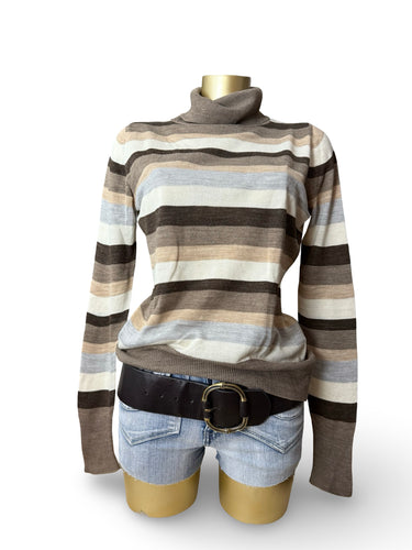 Beige striped turtleneck jumper (M/L)