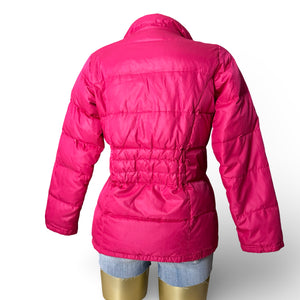 Pink zip up puffer jacket (S/M)