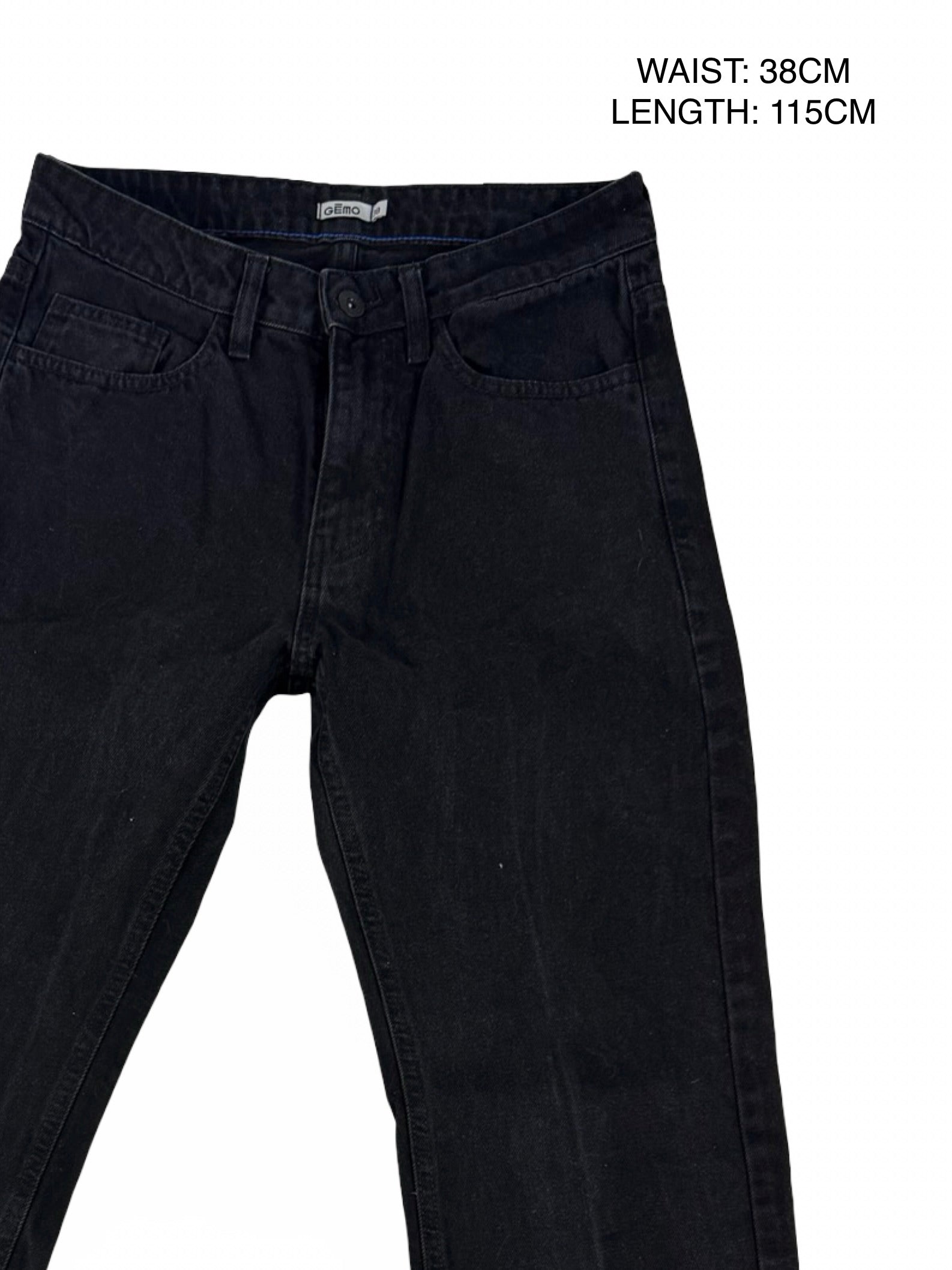 Black denim mid rise baggy pants (S/M)