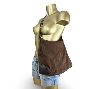 Brown suede besace shoulder bag