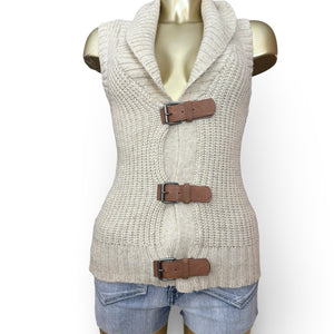 Beige knitted sleeveless cardigan  jumper (XS/S)