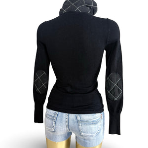 Black cotton zip up tight fit jacket (XS)