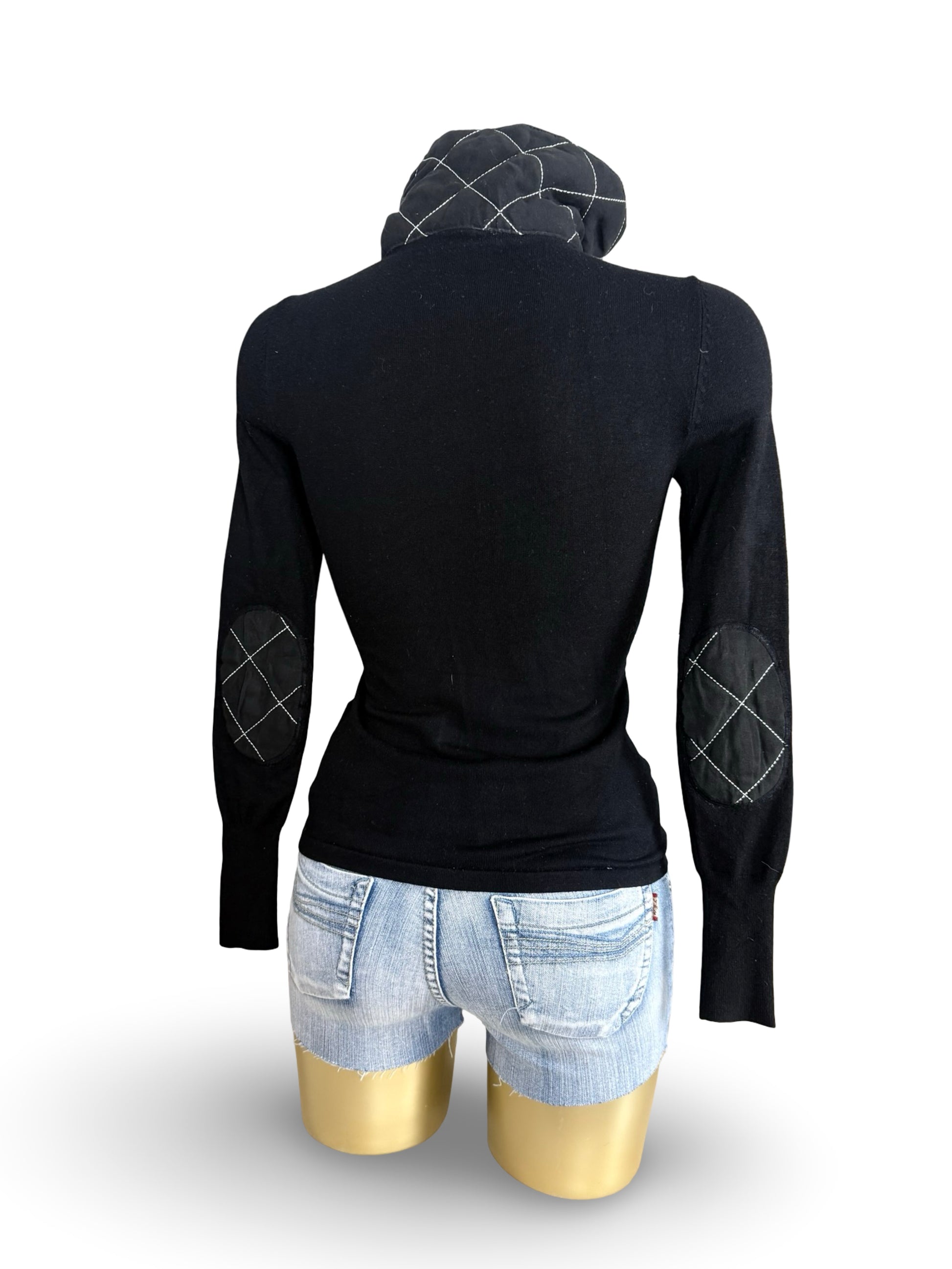 Black cotton zip up tight fit jacket (XS)