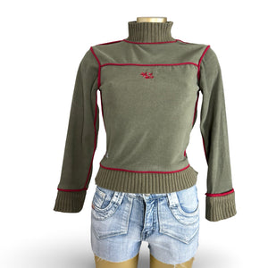 Khaki fleece high neck sweatshirt (XS)
