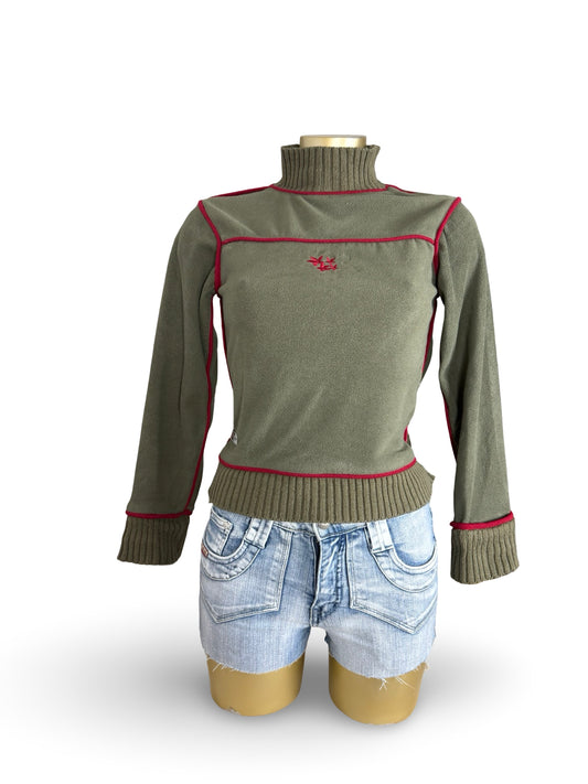 Khaki fleece high neck sweatshirt (XS)