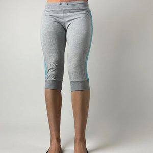 Grey striped low rise capri joggers pants (S)