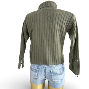 Khaki ribbed cotton jumper (S)
