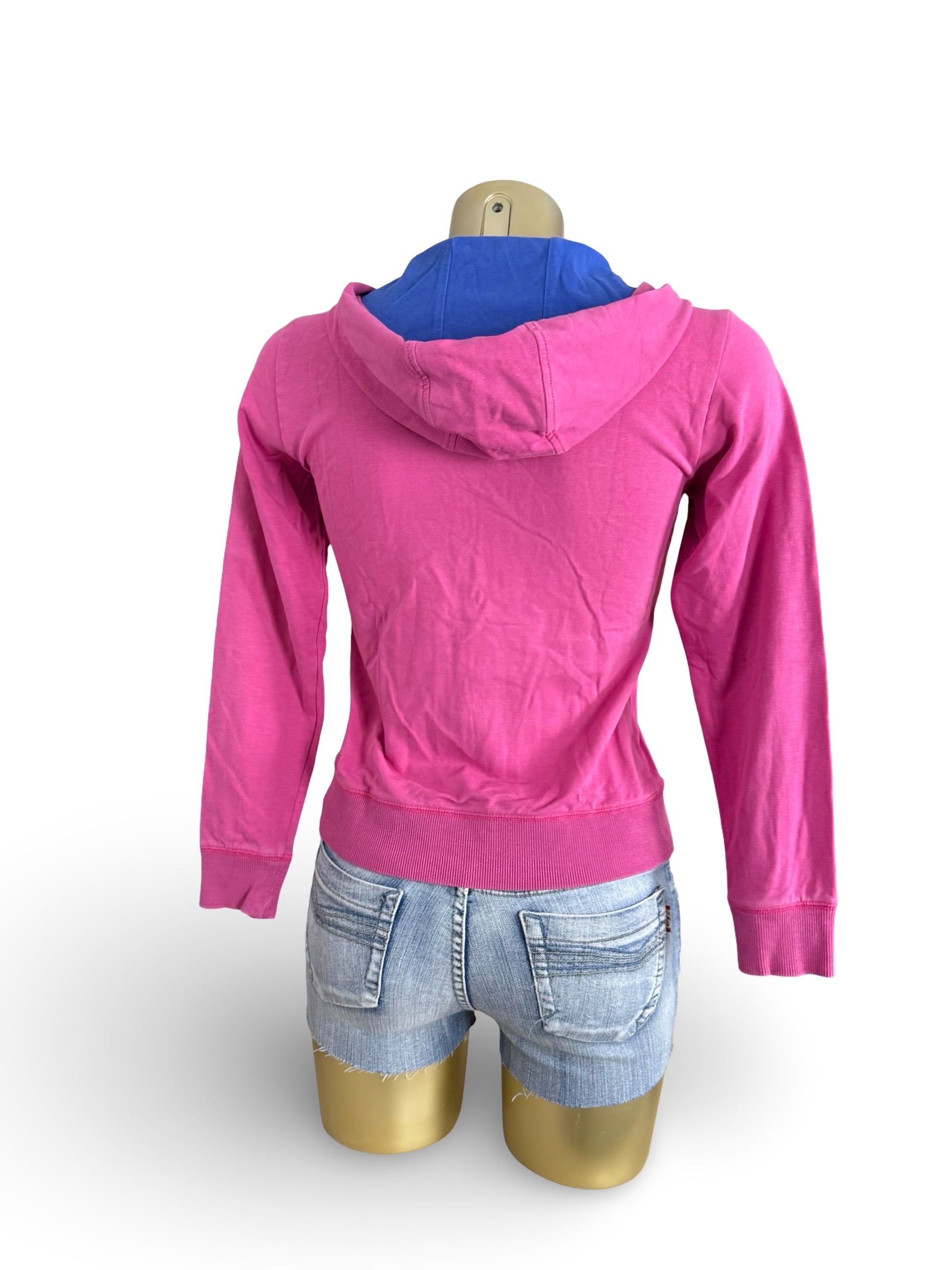 Pink zip up cotton hoodie (XS/S)