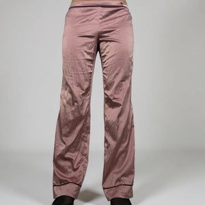 Pink silky low rise flare pants (S)