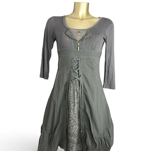 Khaki lace up mini dress (S/M)