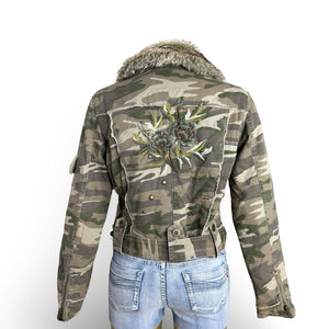 Khaki camo print biker jacket (M/L)