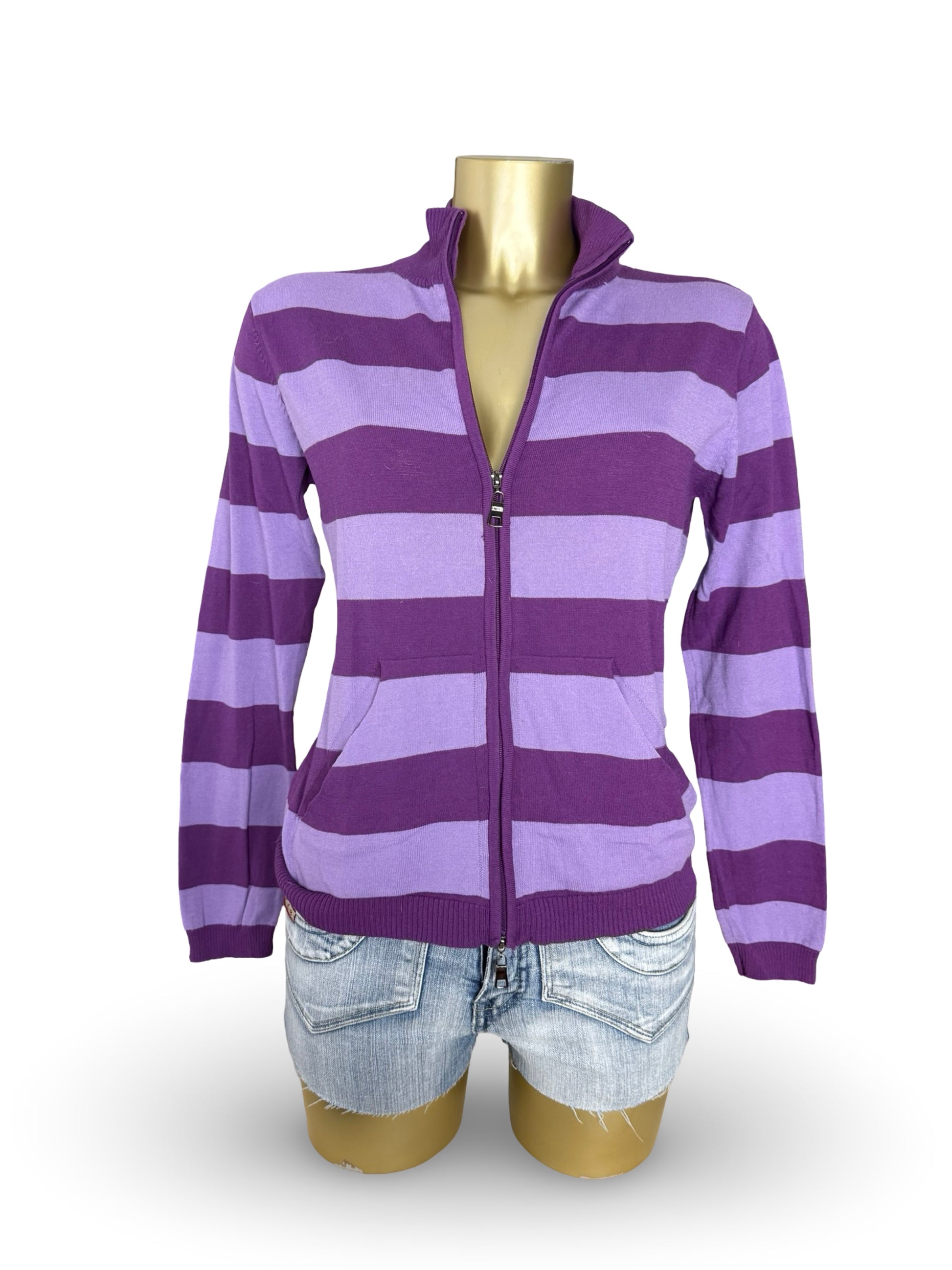 Purple striped zip up jumper (XL)