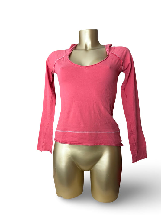 Red 100% cotton tight fit hoodie (S)