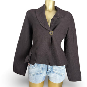 Brown 100% wool tight fit jacket (S)