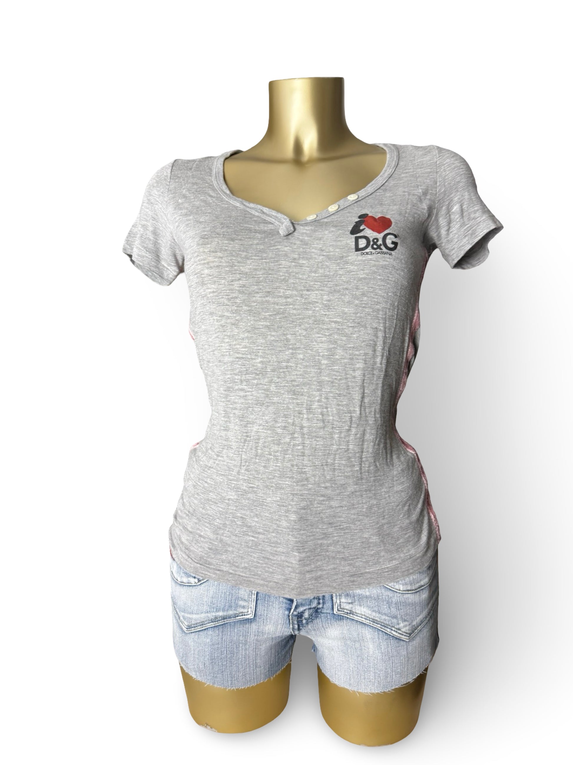 Grey logo tight fit tee (S/M)