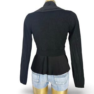 Black silky pleated jacket (S/M)