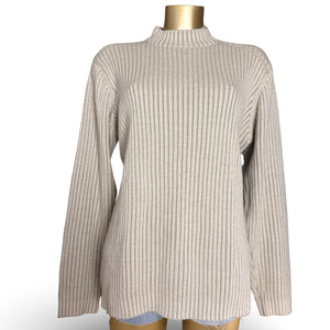 Beige zip up ribbed jumper (XXL)