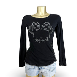 Black strass Minnie long sleeves top (XS)