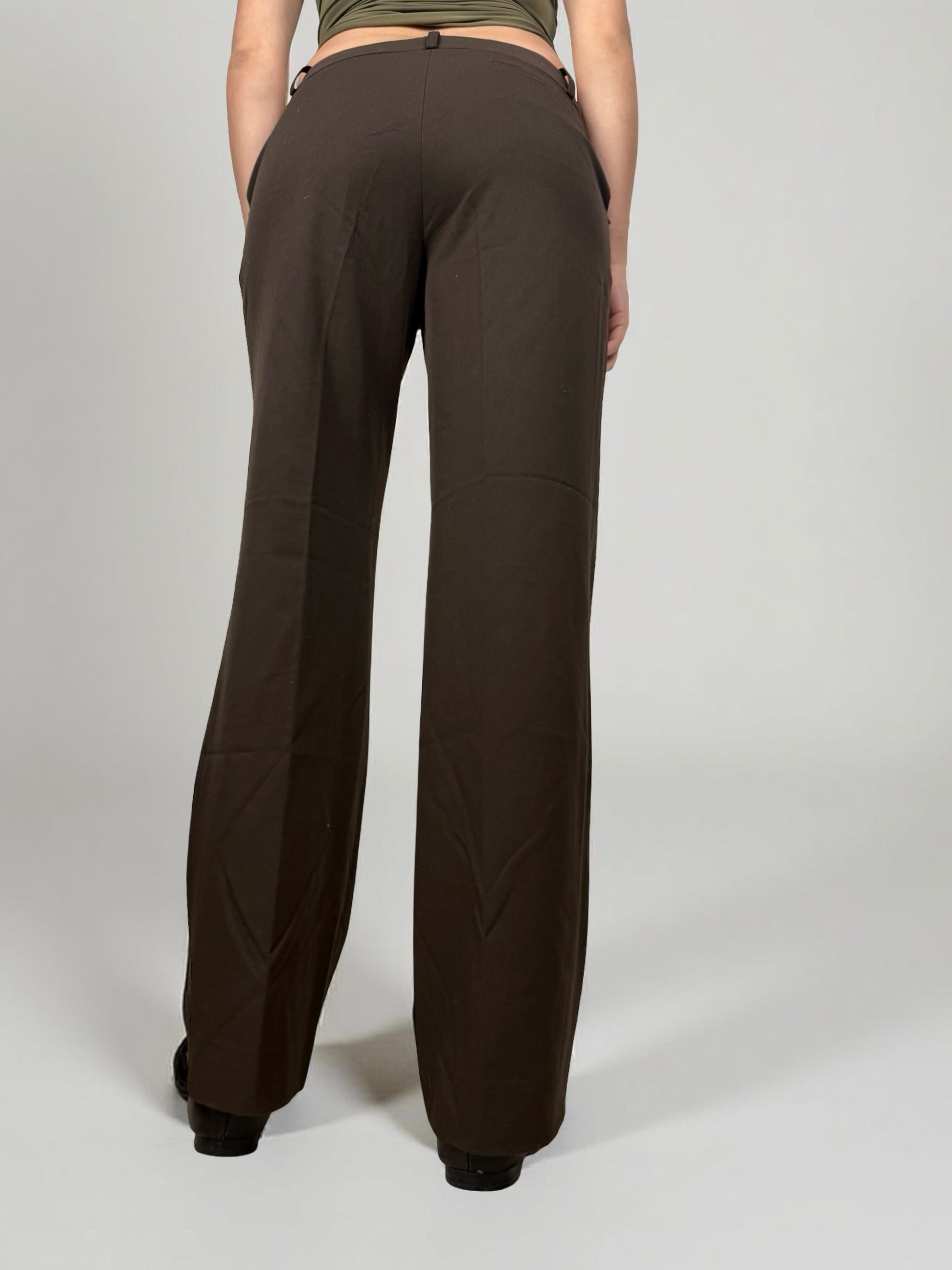 Brown low rise office baggy pants (M)