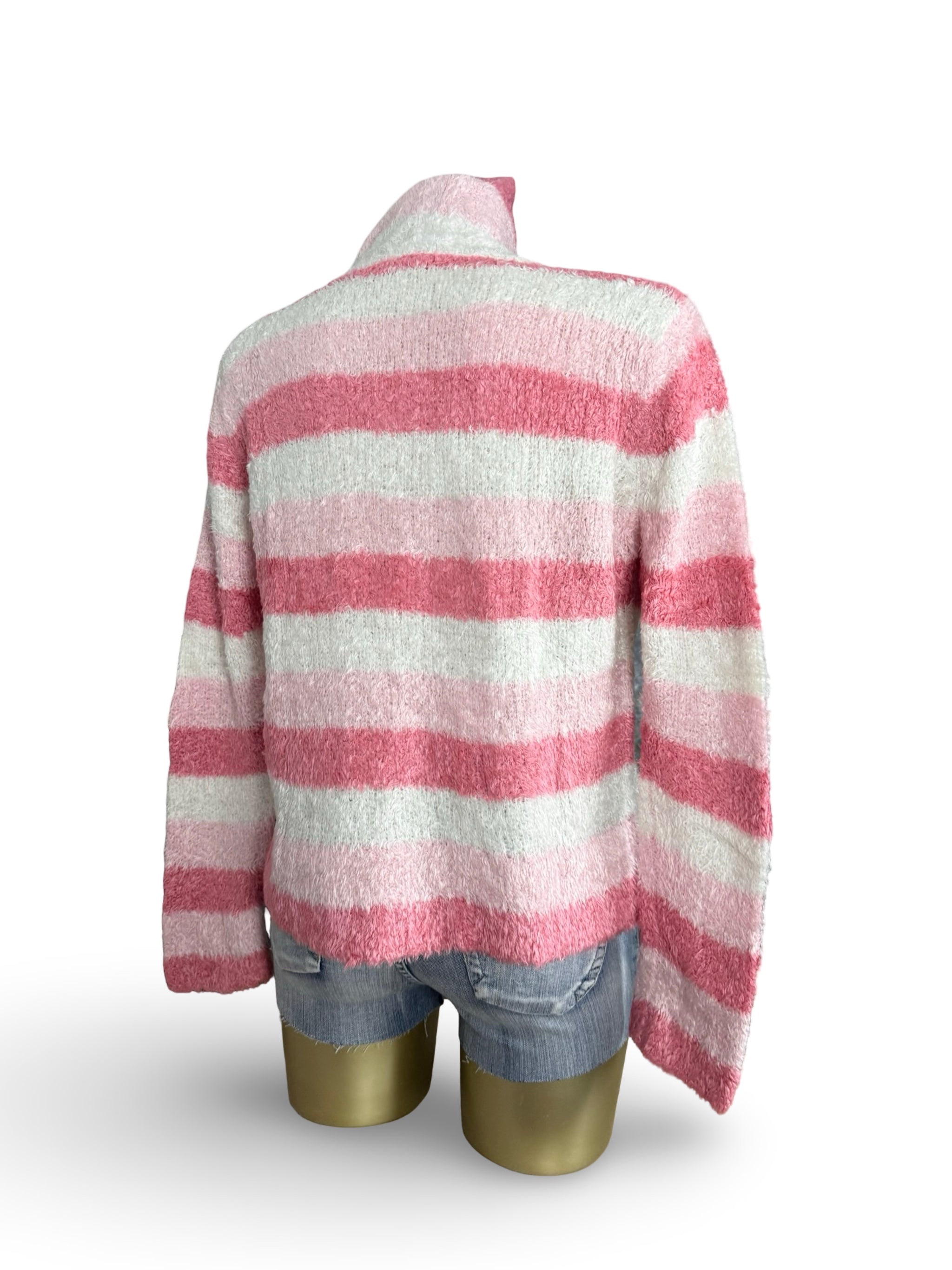 Pink striped super soft turtleneck jumper (M/L)