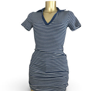 Navy striped cotton polo dress (XS)