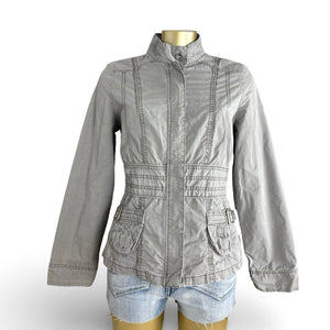 Khaki 100% cotton biker jacket (M)