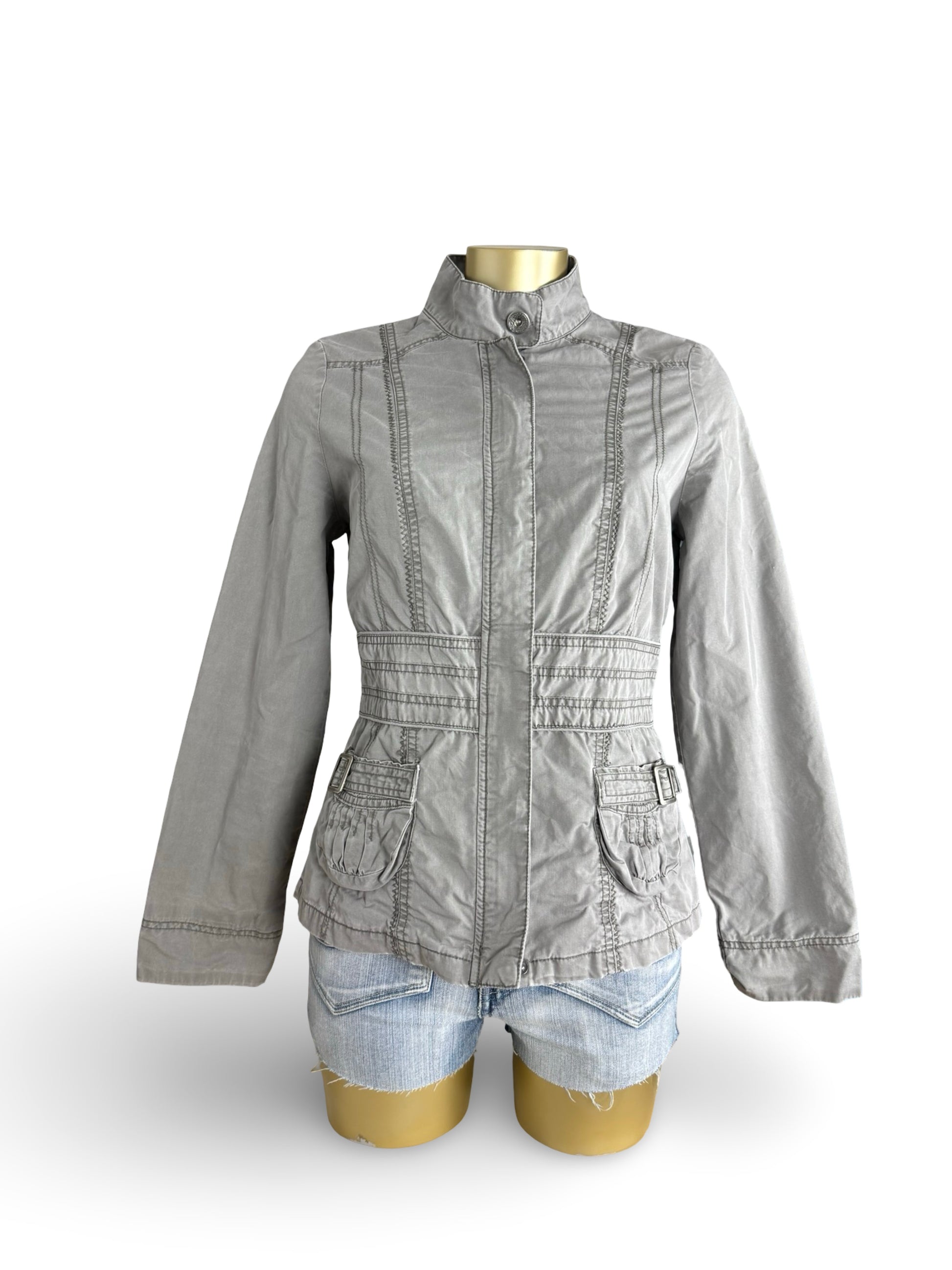 Khaki 100% cotton biker jacket (M)