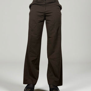 Brown low rise office baggy pants (M)